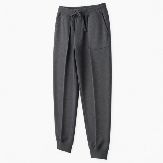 Men's Fleece Cotton Regular Fit Pleated Casual Sweatpants