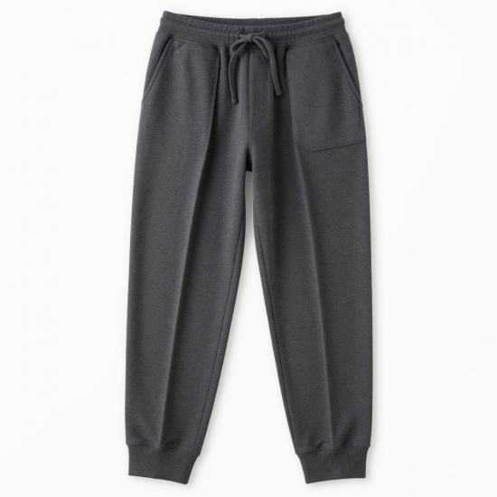 Men's Fleece Cotton Regular Fit Pleated Casual Sweatpants