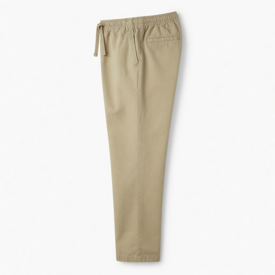 Men's Cotton Straight Casual Elastic Waist Lightweight Trousers
