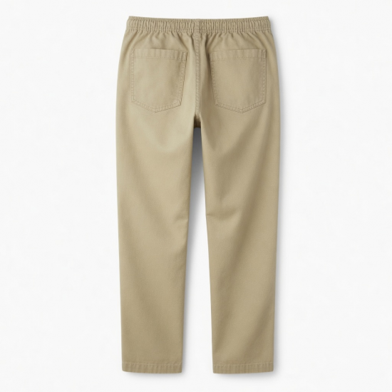 Men's Cotton Straight Casual Elastic Waist Lightweight Trousers