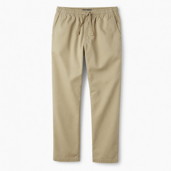 Men's Cotton Straight Casual Elastic Waist Lightweight Trousers