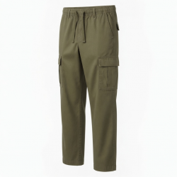 Men's Cotton Straight Casual Elastic Waist Waterproof Cargo Pants