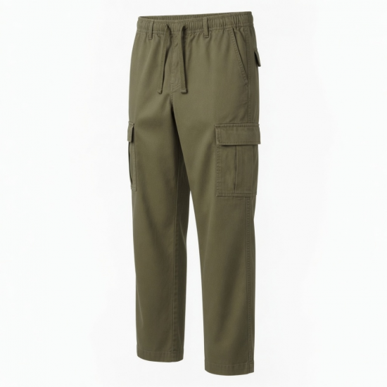 Men's Cotton Straight Casual Elastic Waist Waterproof Cargo Pants
