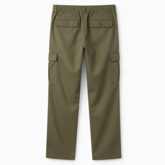 Men's Cotton Straight Casual Elastic Waist Waterproof Cargo Pants