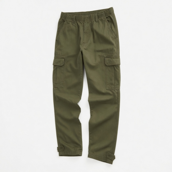 Men's Cotton Casual Outdoor Work Elastic Waist Cargo Pants
