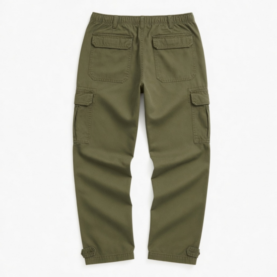 Men's Cotton Casual Outdoor Work Elastic Waist Cargo Pants