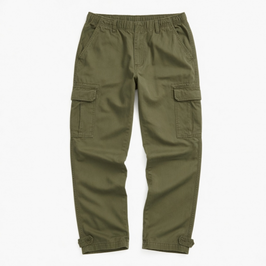 Men's Cotton Casual Outdoor Work Elastic Waist Cargo Pants