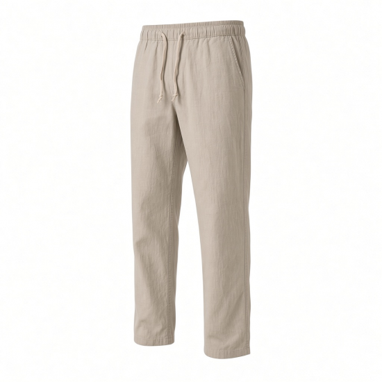 Men's Cotton Straight Casual Drawstring Lightweight Trousers (43)