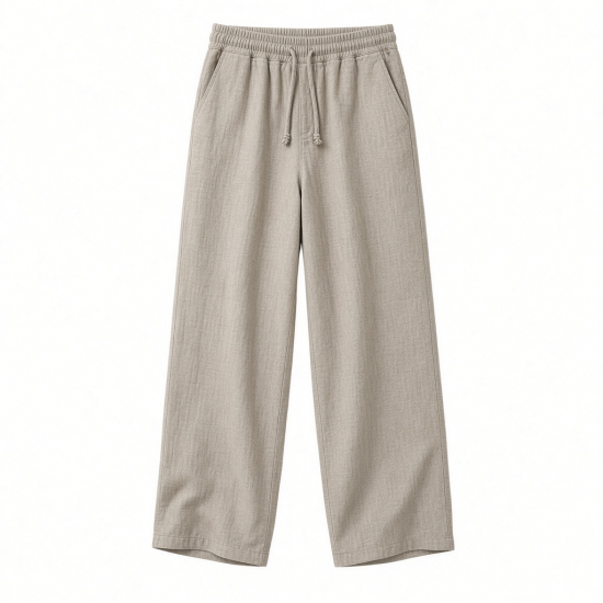 Men's Cotton Polyester Linen Loose Wide Leg Sweatpants