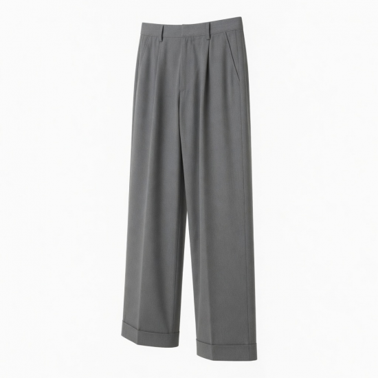 Men's Cotton Polyester Loose Wide Leg Casual Trousers
