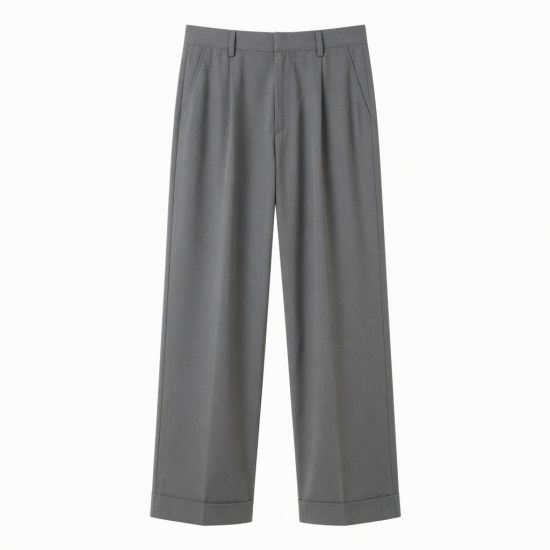 Men's Cotton Polyester Loose Wide Leg Casual Trousers