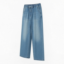 Men's Baggy Streetwear Elastic Waist Lightweight Summer Jeans