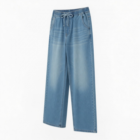 Men's Baggy Streetwear Elastic Waist Lightweight Summer Jeans