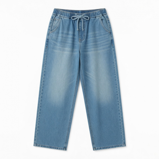 Men's Baggy Streetwear Elastic Waist Lightweight Summer Jeans
