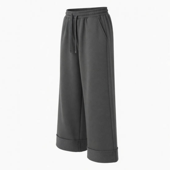 Men's Fleece Cotton Polyester Loose Wide Leg Pants