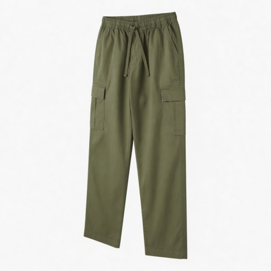 Men's Cotton Wide Leg Casual Outdoor Elastic Waist Cargo Pants