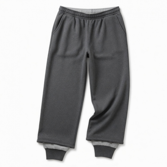 Men's Fleece Cotton Polyester Lined Wide Leg Sweatpants