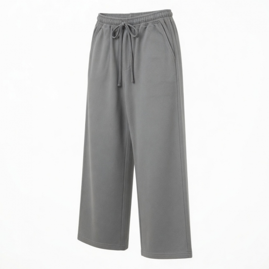 Men's Cotton Loose Wide Leg Casual Drawstring Sweatpants